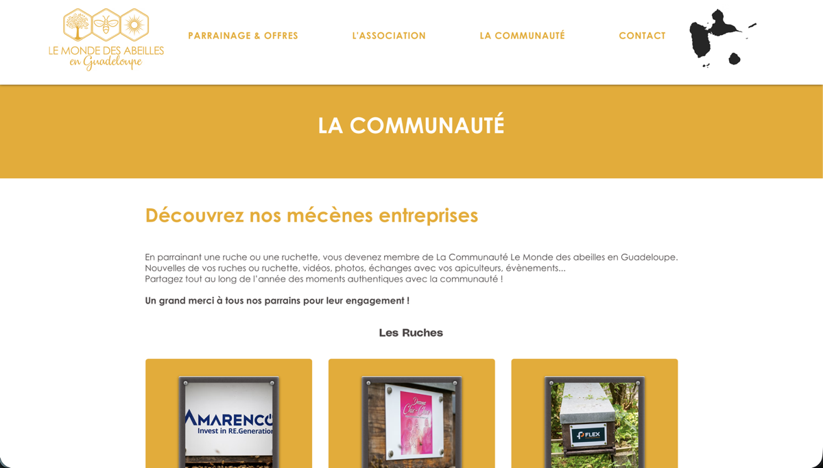 Mise à jour de la page communauté du site Le monde des abeilles en Guadeloupe